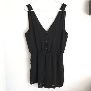 Forever 21 L black button down romper